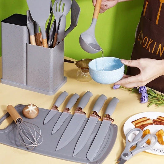 19 Pcs Kitchen Utensils With Knife Set