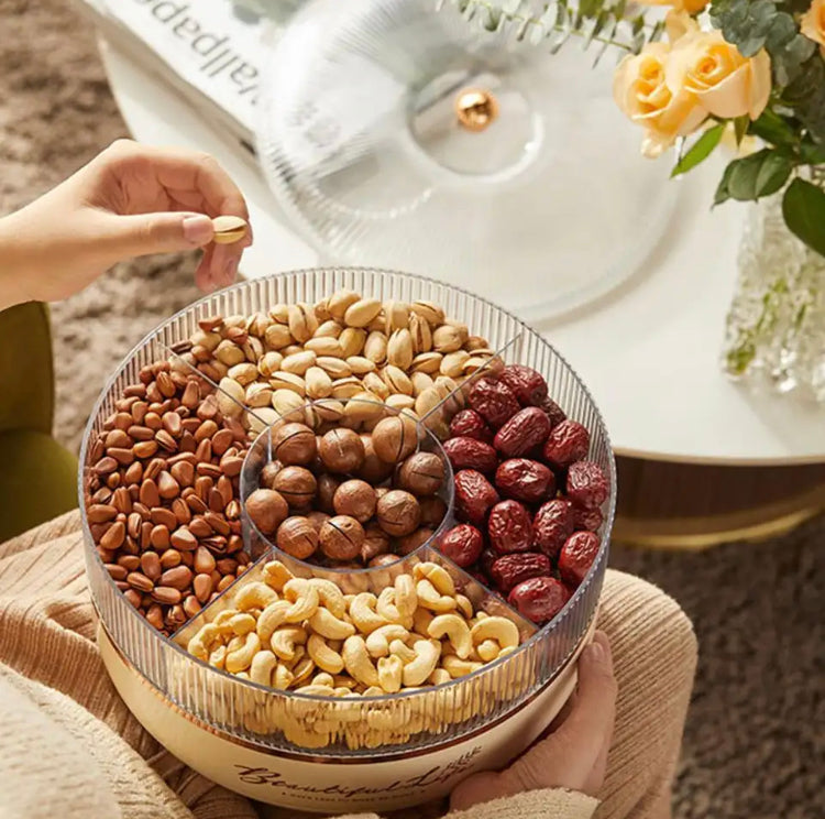 5 Grid Dry Fruit Rotating Tray, Tabletop Snack Storage Container, Creative Light Luxury Candy Storage Tray