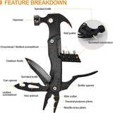 19‑in‑1 Multi Tool Hammer – Folding Pliers, Knife, Screwdriver & Survival Tool