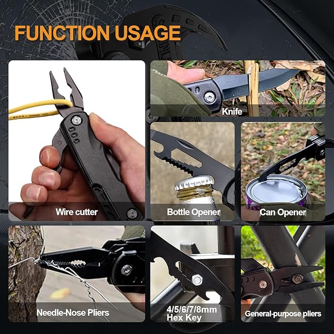 19‑in‑1 Multi Tool Hammer – Folding Pliers, Knife, Screwdriver & Survival Tool