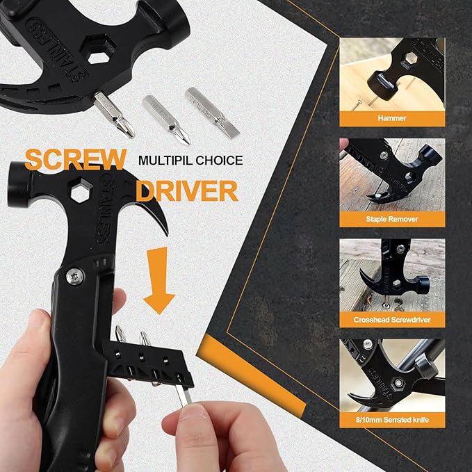 19‑in‑1 Multi Tool Hammer – Folding Pliers, Knife, Screwdriver & Survival Tool