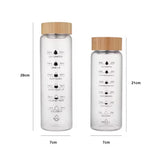 Transparent Glass Water Bottle With Wooden Lid, Airtight Glass Juice Bottle, Portable Water Glass Bottle