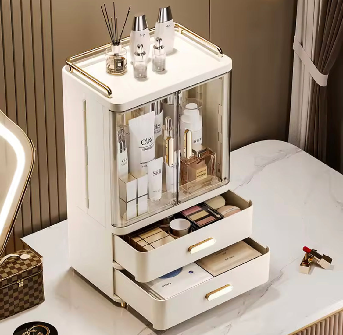 Skin Care Product Storage Box, Desktop Cosmetics Storage Box, Large Capacity Makeup Brush Rack