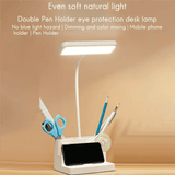 LED Table Lamp With Pen Holder, Long Bright Learning Light, Touch Control Night Light, Rechargeable Study Lamp, 3 Modes Dimming Bedside Light, Adjustable Gooseneck Reading Lamp