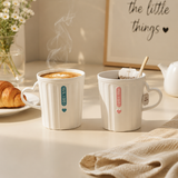Set of 3 Nordic Heart Handle Plastic Coffee Mug, Drinking Coffee Mug With Handle, Minimalist Tumbler, Bathroom Accessories