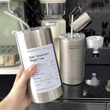 Stainless Steel Ice Coffee And Tea Tumbler, Portable Leakproof Coffee Tumbler, Travel Insulated Car Tumbler With Lid