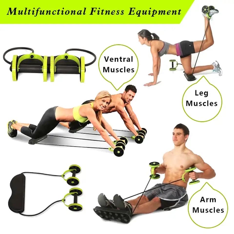 Multifunctional AB Wheel Roller, Core Abdominal Exercise, Multifunctional Home Gym Workout Equipment, Muscle Exercise Fitness Equipment, Pull Rope Resistance Bands Slimming Device, Stretch Elasticity Abdomen Waist Slimming Trainer