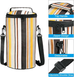 Striped Zipper Lunch Box Insulation Bag, Ice Bunny Round Lunch Box, portable New Lunch Box
