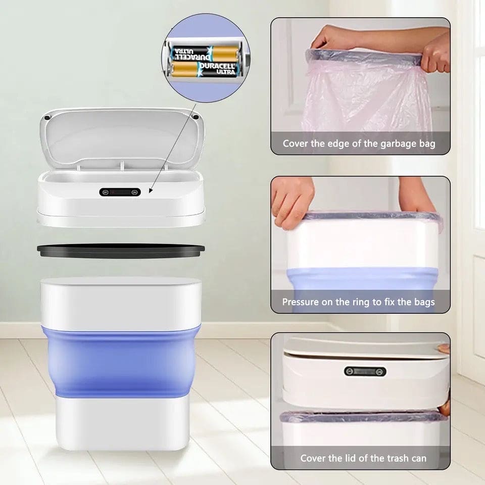 Smart Trash Can With Lid, Touchless Automatic Motion Sensor Trash Bin, Foldable Mini Trash Can, Collapsible Trash Bin, Creative  Household Bathroom Garbage Storage Box, Waste Bin Garbage Can