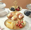 Three Layer PVC Plastic Cake Display Stand, Luxury Gold Dessert Display Stand, Multi Layer Serving Tray, Serving Platter Stand, Elegant Gold Cake Stand with 3 Decorative Serving Trays