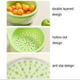 Plastic Kitchen Drain Basket,  Double Layer Rice Wash Basket, Colander Set with Bowl Strainer