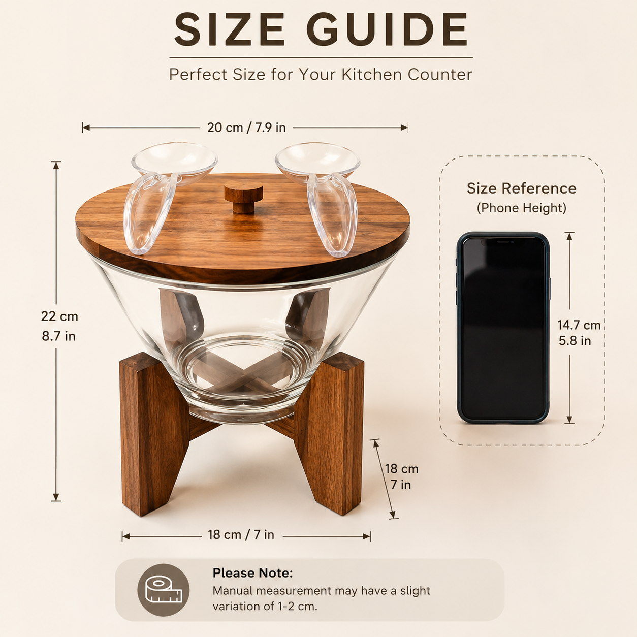Wooden Stand Glass Salad Bowl, Luxury Glass Salad Serving Bowl, Elegant Glass Salad Bowl With Wooden Base