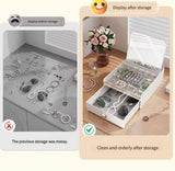 Multi Compartment Jewelry Storage Box with Mirror, Vanity Jewelry Organizer with Drawer & Mirror, Double Layer Jewelry Storage Box