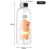 Cute Bear Bottle – Frosted Water Bottle with Straw & Direct Drink Lid – 1000ML