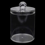 1pc Round Acrylic Cotton Swab Storage Box with Lid – Transparent & Dustproof