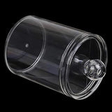 1pc Round Acrylic Cotton Swab Storage Box with Lid – Transparent & Dustproof