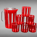 Stripes Jug With Glass, Cold Insulated Water Set, Plastic Water Pitcher, Water Jug With Cups, Durable Plastic Water Jug Glass Set, Large Capacity Sealed Water Jug