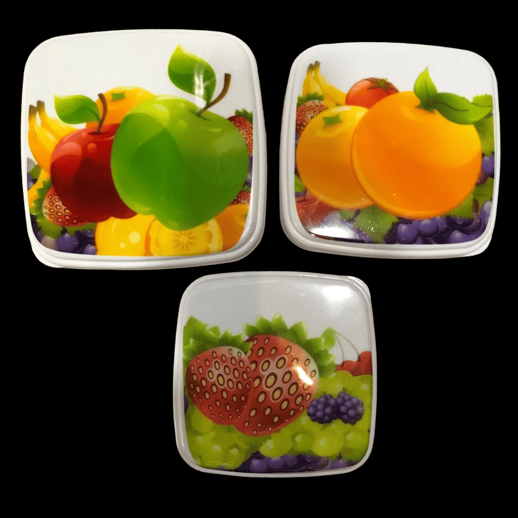Set Of 3 Square Fruity Box, Fresh Keeping Jars, Food Container Food Storage Jars, Multipurpose Stackable Air Tight Container, Transparent (300ml, 250ml and 200ml ) Food Storage Container