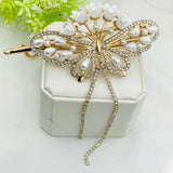 Crystal Butterfly Hair Clip, Flower Ponytail Pearl Hairpin, Women Rhinestones Tassel Hair Clip, Ponytail Buckle Pearl Hairpin, Girl Barrette Hairclip, Women Hair Styling Accessories