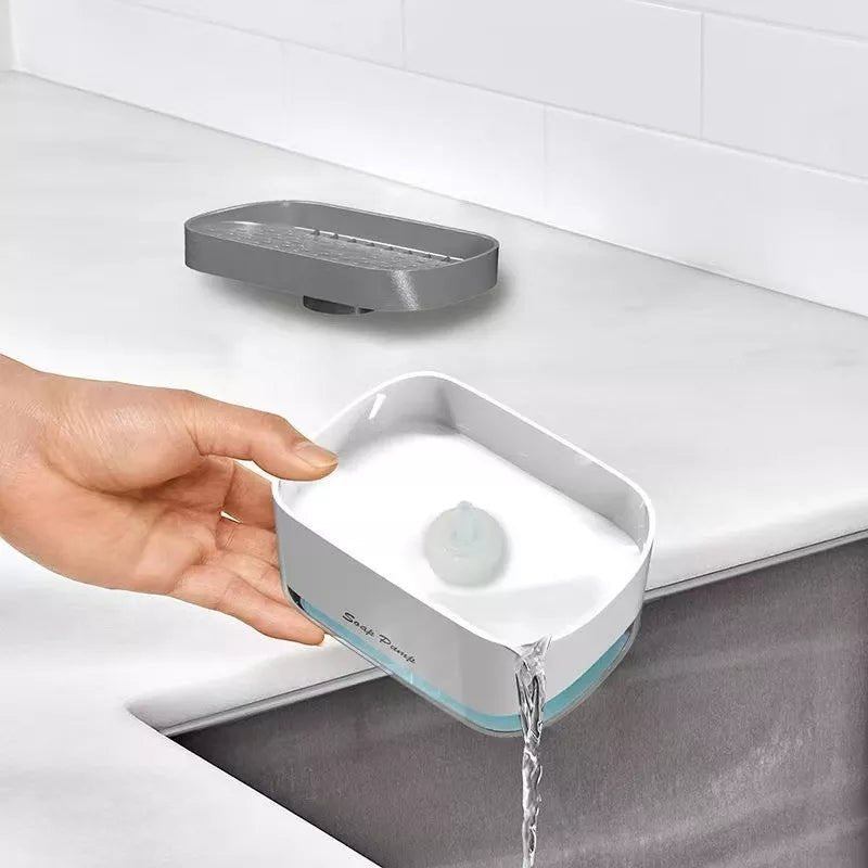2-in-1 Dish Soap & Sponge Dispenser – Leak-Free Kitchen Soap Pump & Sponge Tray