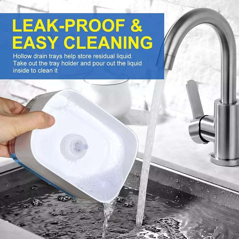 2-in-1 Dish Soap & Sponge Dispenser – Leak-Free Kitchen Soap Pump & Sponge Tray