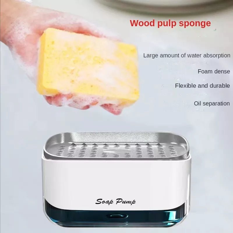 2-in-1 Dish Soap & Sponge Dispenser – Leak-Free Kitchen Soap Pump & Sponge Tray