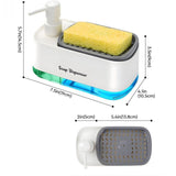 2-in-1 Dishwashing Soap Pump Dispenser with Sponge Tray Organizer