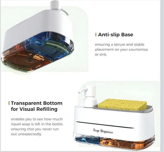 2-in-1 Dishwashing Soap Pump Dispenser with Sponge Tray Organizer