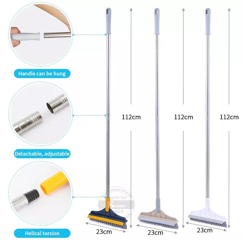 2 In 1 Floor Scrub Brush Rotating With Long Handle - Floor Mop