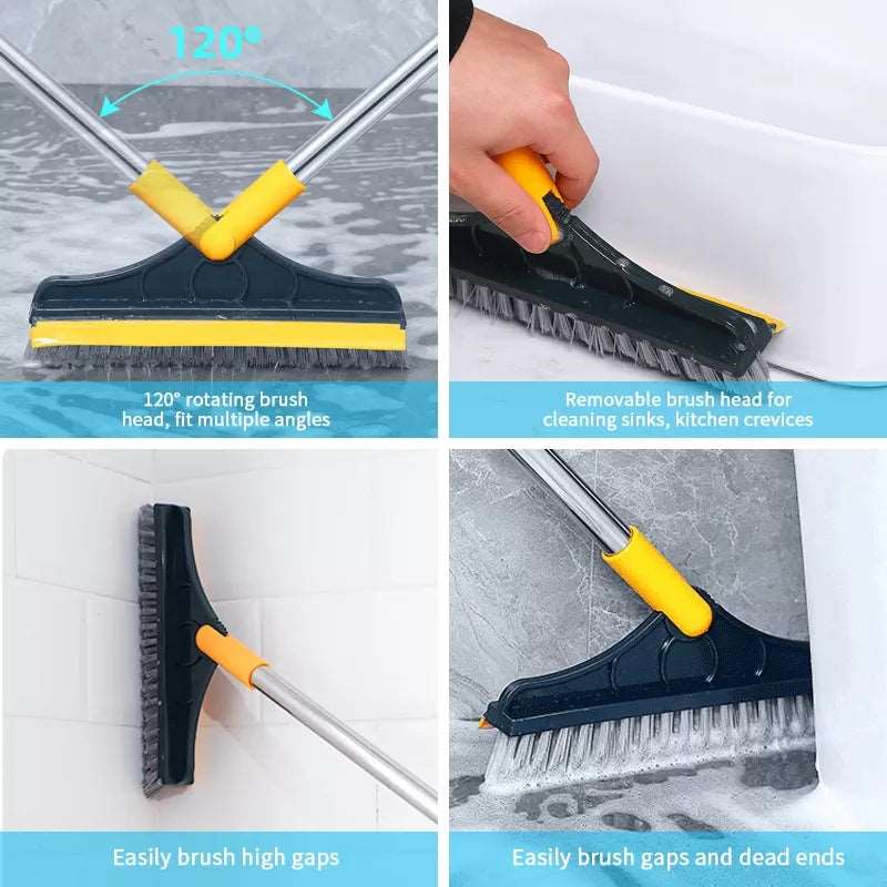 2 In 1 Floor Scrub Brush Rotating With Long Handle - Floor Mop
