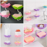 2 Layers Plastic Lotus Drain Soap Holder – Durable & Hygienic Soap Dish