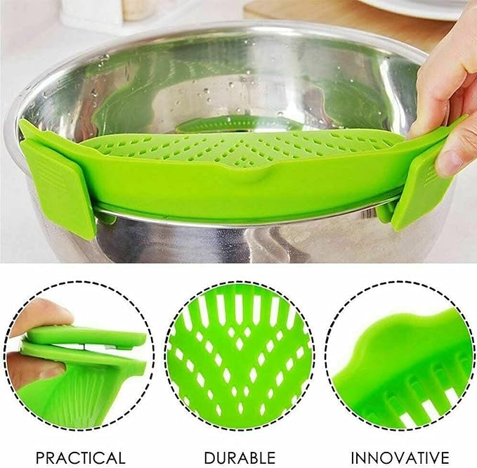 2 PCS Silicone Clip‑On Strainer – Universal Fit for Pots, Pans & Bowls
