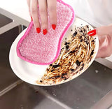 2pcs Microfiber Double Sided Sponge, Reusable Magic Dishcloth Wipe, Multifunctional Flexible Dish Cloth