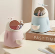 Cute Fan Design Storage Bucket, Multifunctional Pen Holder With Sharpener, Desktop Makeup Brush Storage Box