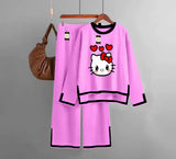 Women Nightwear Suit With Trouser, Comfy Casual Round Neck Suit, Printed Night Suit With Trouser