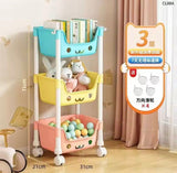 3 Layer Bookshelf Kids Trolley, Moveable Trolley For Toys, Kids Bathroom Accessories Trolley Organizer