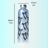 1L Aesthetic Water Bottle With Bow Print, Reusable Water Bottle With Lid, Ribbon Bow Frosted Water Bottle, Multipurpose Water Bottle for Travel