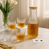 Diamond Cut 6pcs Glass Set With Jug, Crystal Design Beverage Serving Set, 6pcs Premium Glass Set With Jug