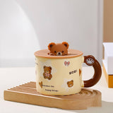 400ml Ceramic Coffee Mug With Silicone Lid, Cute Morning Milk Tea Cup (1 Pc)