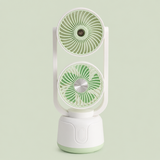 Rechargeable Dual Head Cooling Mist Fan, Children's Student Fan, Desktop Water Mist Fan