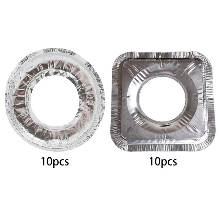 10Pcs Aluminium Stove Disposable Cover, Gas Burner Bib Liners Stove Cover, Cleaning Pad Mat Kitchen
