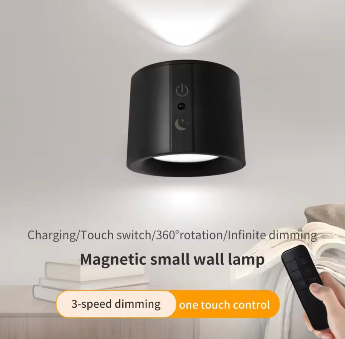Double Head Led Wall Lamp With Magnetic Holder, 360° Rotatable For Bedroom Reading Lamp, Portable Night Light
