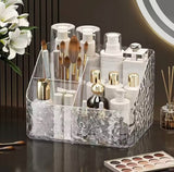 3 And 4 Compartments Acrylic Cosmetic Organizer, Transparent Makeup And Skincare Product Holder, Office Desk Stationery Box