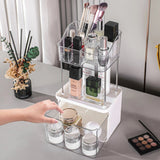 2 Layer Makeup Organizer Countertop, Skincare And Makeup Organizer, Bathroom Counter Organizer, Anti-Slip Dustproof Exquisite Vanity Organizer