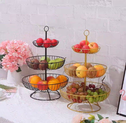 3 Layer Retro Style Fruit Basket, Countertop Metal Fruit Basket, Decoration Fruit Rack, Kitchen Fruit Basket Rack