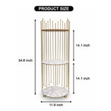 Royal Crown 3 Tier Display Tower, Multi Layer Round Wrought Iron Corner Stand,  Vanity Storage Shelf, No Drill Floor Standing Organizer