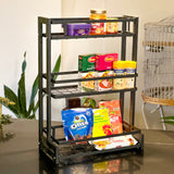 3 Tier Kitchen Organizer Rack, Kitchen Metal Storage Shelf, Corner Shelf Stackable Organizer