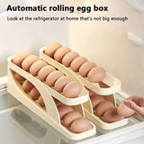 Automatic Scrolling Egg Rack, Refrigerator Egg Dispenser For Kitchen, Double Layer Egg Dispenser, Roll Down Counter Top Egg Holder, Smart Rolling Egg Storage Tray