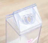 Creative Milk Box Style Water Bottle, Portable Plastic Bottle, Leakproof Drop Resistant Water Bottle