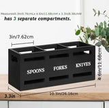 Wooden Multi Compartment Cutlery Holder, Tableware Cutlery Organizer, Caddy Wood Cutlery Holder, Countertop Three Compartment Cutlery Organizer